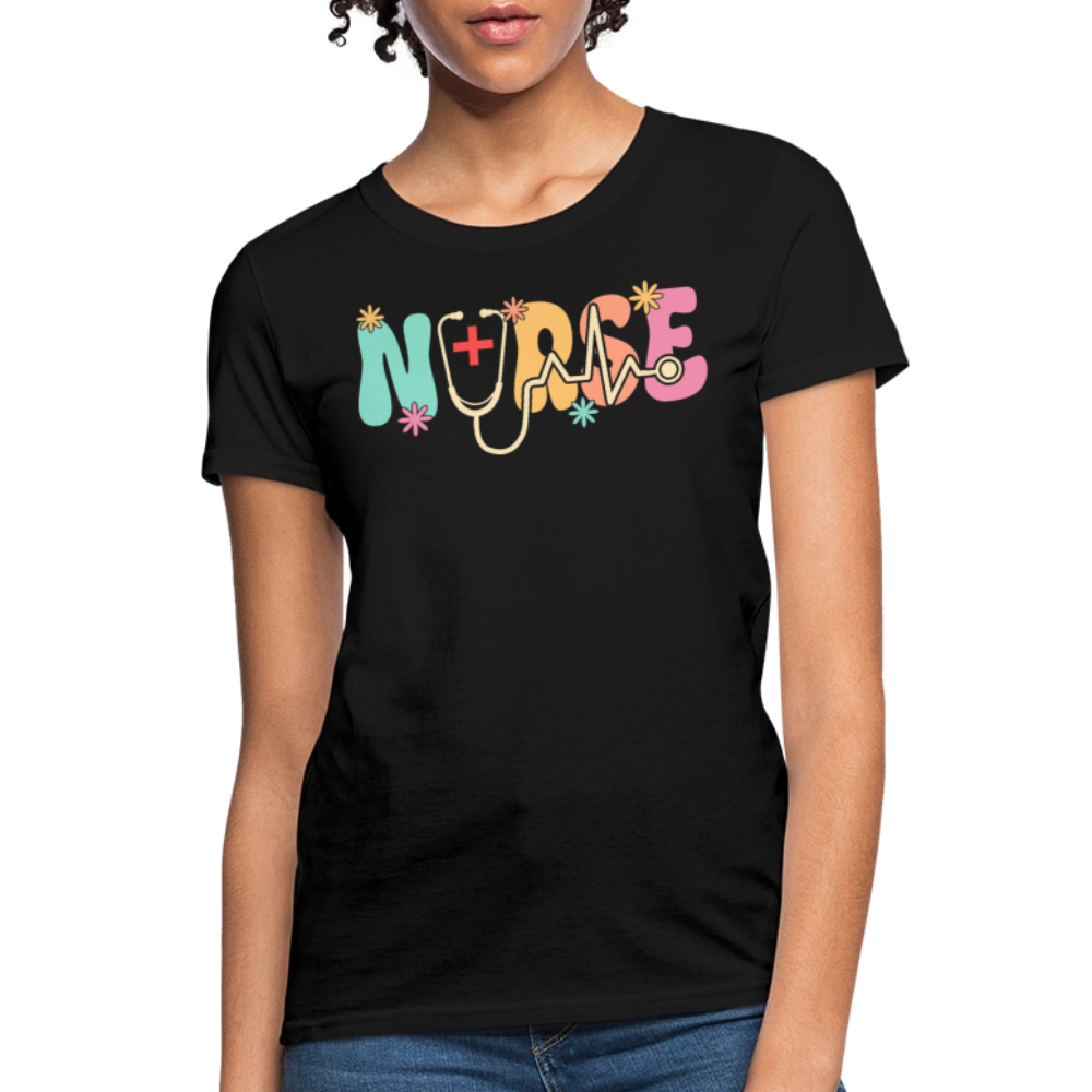 Cute Retro Nurse Women's T-Shirt - black