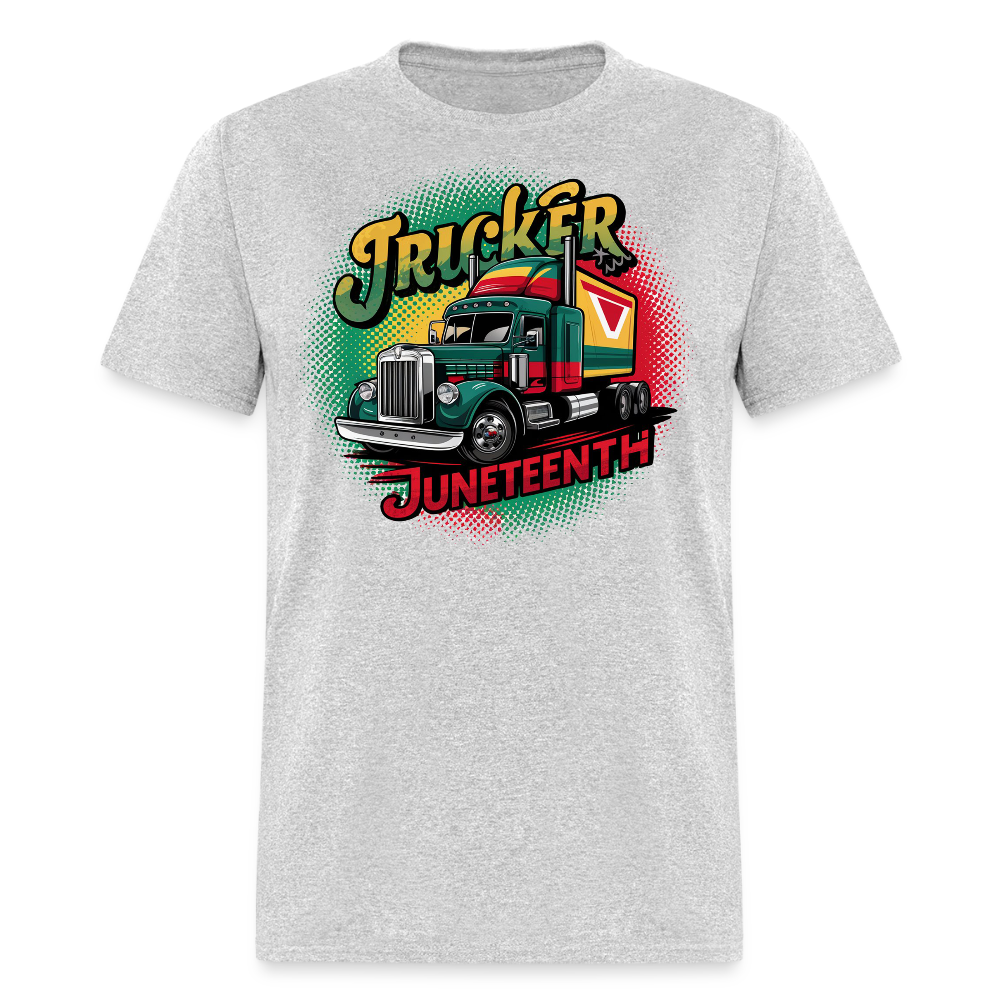 Juneteenth Trucker Tee African American Truck Driver T-shirt - heather gray