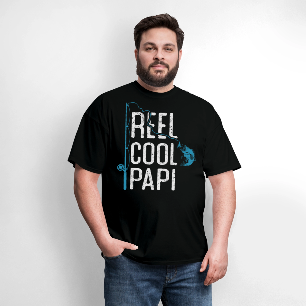 Reel Cool Papi Cool Dad Fishing T-shirt - black