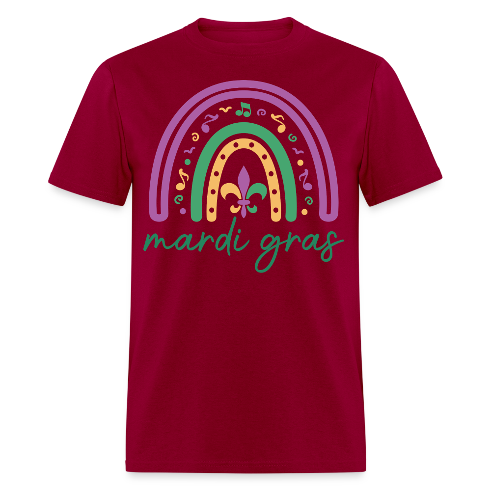 Purple Green Gold Carnival Tee Mardi Gras Rainbow Shirt For Women - dark red