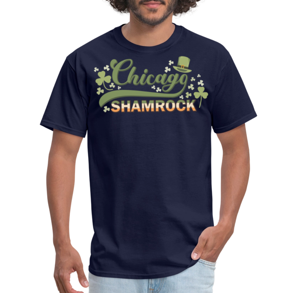 Leprechaun Hat Lucky Chicago Shamrock Graphic T-shirt - navy