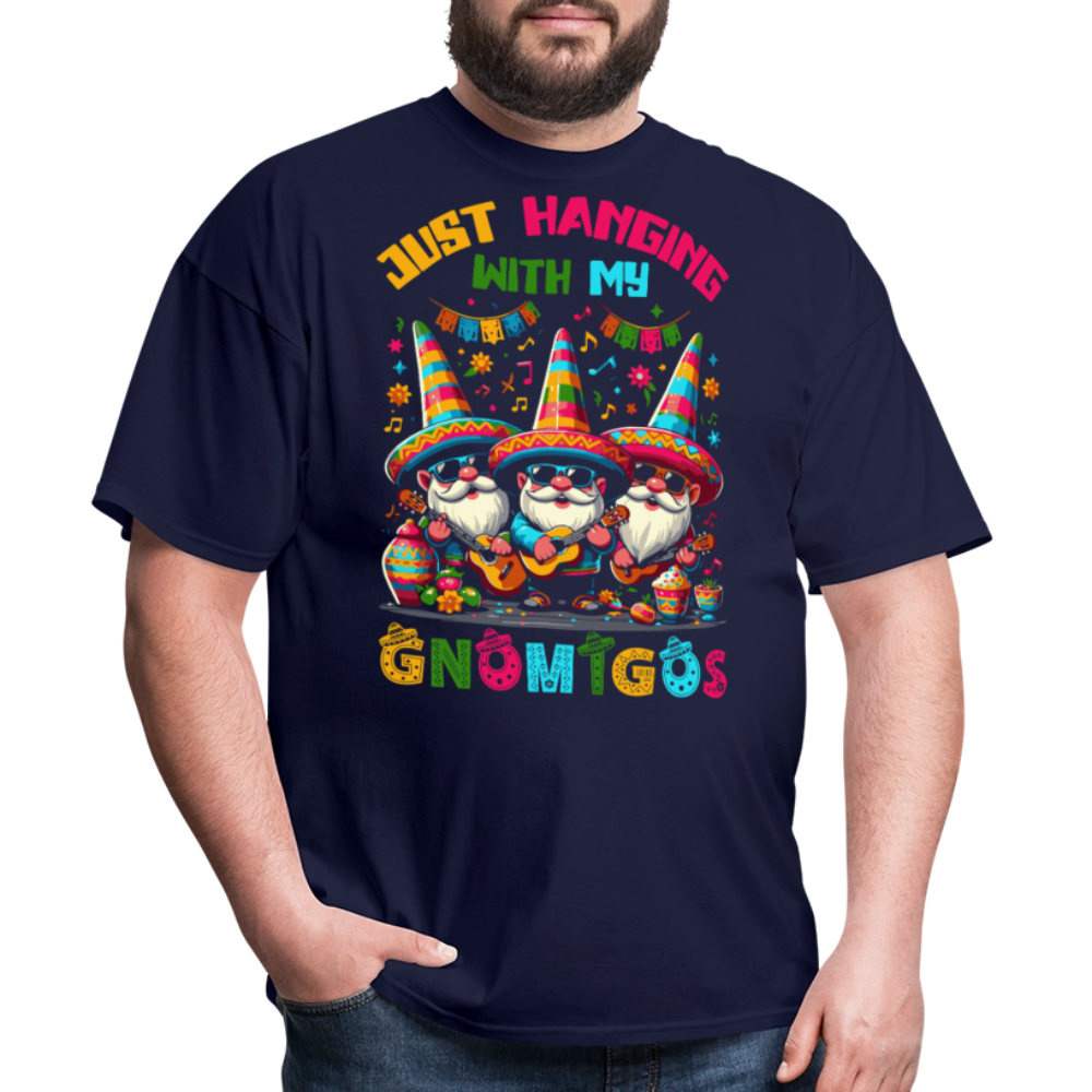 Just Hanging With My Gnomigos Tee Funny Mexican Gnome T-shirt - navy