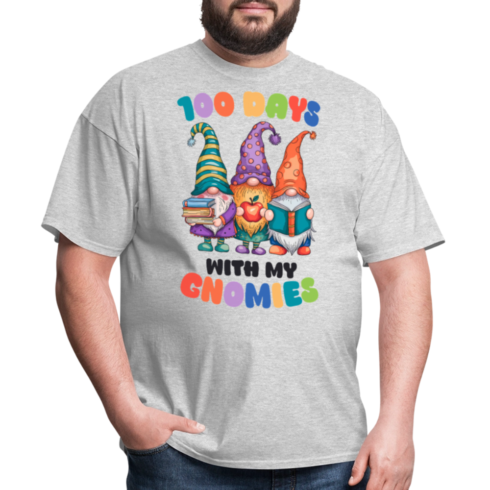 Cute Gnome 100 Days of Learning Shirt Teacher Appreciation Gnome T-Shirt - heather gray