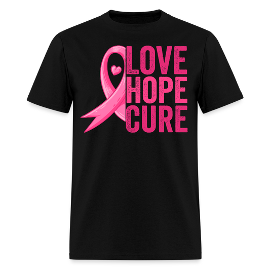 Love Hope Cure Pink Ribbon Breast Cancer T-Shirt - black