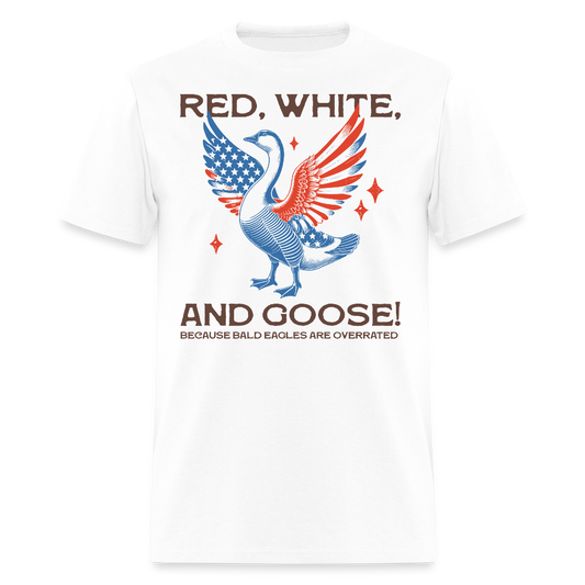 Red White And Goose 4th Of July Animal T-Shirt - white