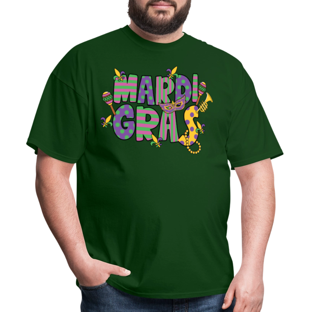 Retro-style Mardi Gras Carnival Tee New Orleans Mardi Gras Party T-shirt - forest green