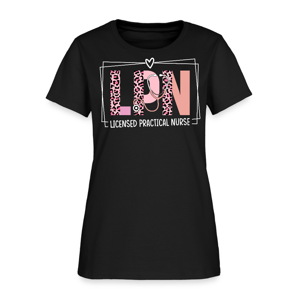 LPN Leopard Print Licensed Practical Nurse T-Shirt - black
