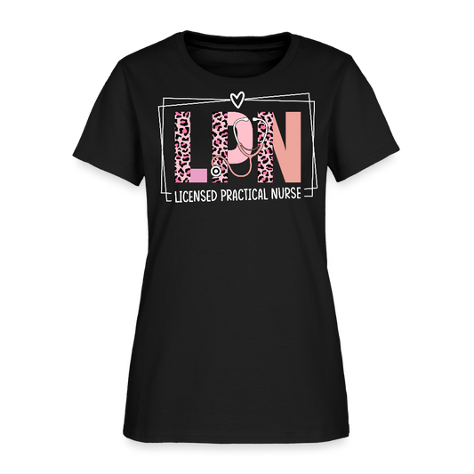 LPN Leopard Print Licensed Practical Nurse T-Shirt - black
