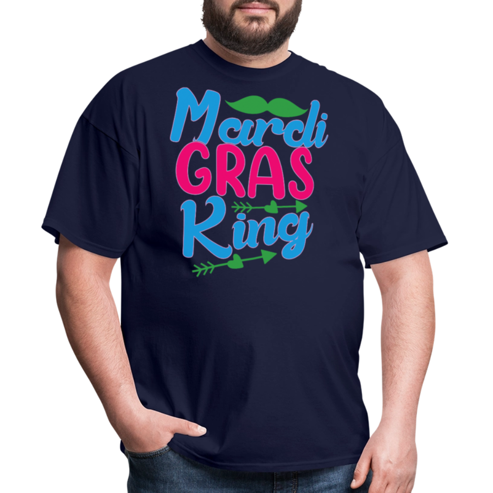 Mardi Gras King Shirt For Men Funny Mardi Gras Party T-shirt - navy