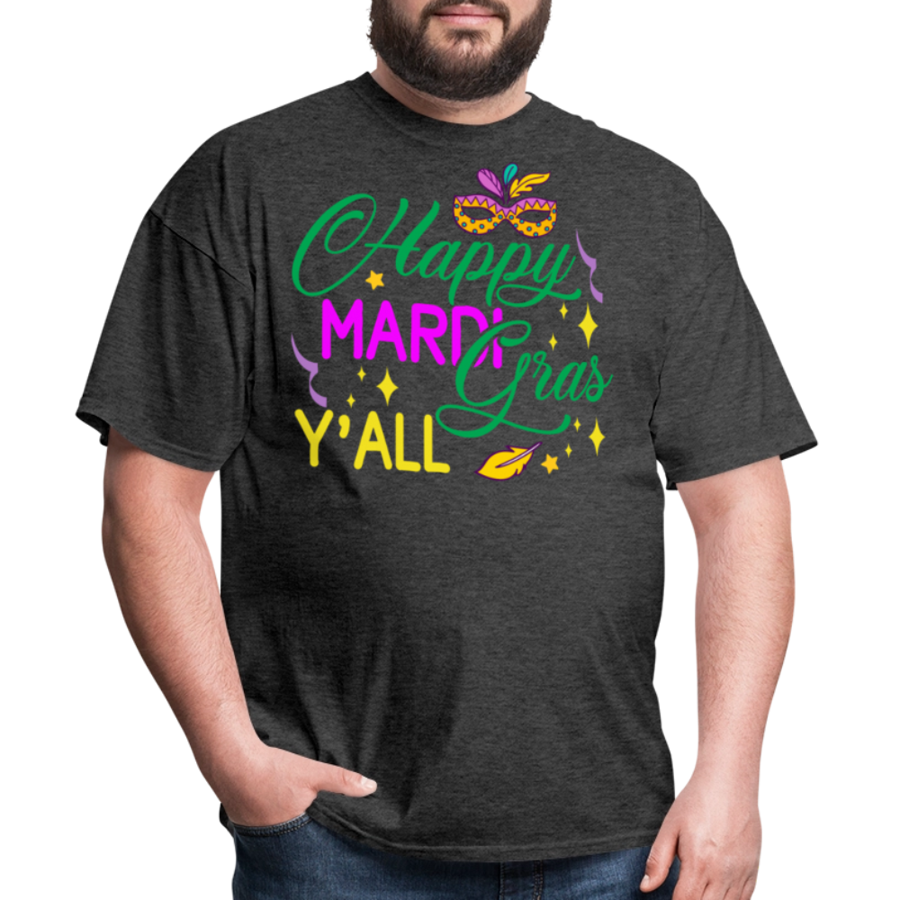 Louisiana Carnival Celebration Tee Happy Mardi Gras Y'all T-shirt - heather black