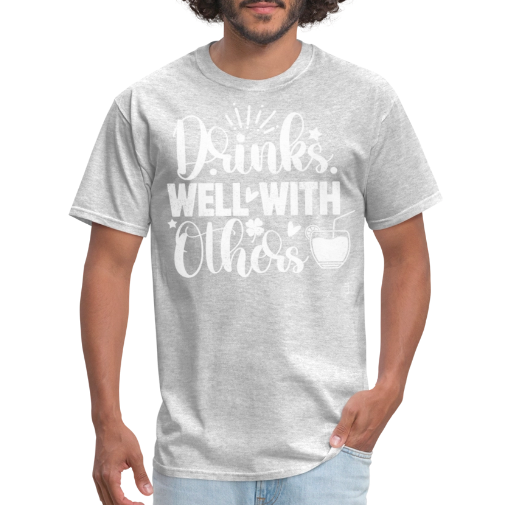 Drinks Well with Others Funny Beer T-Shirt for Party Lovers - heather gray