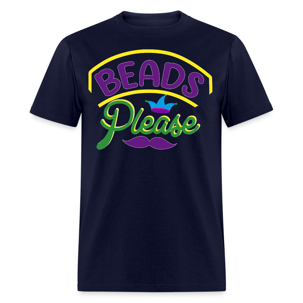 Beads Please Mardi Gras Novelty T-shirt - navy