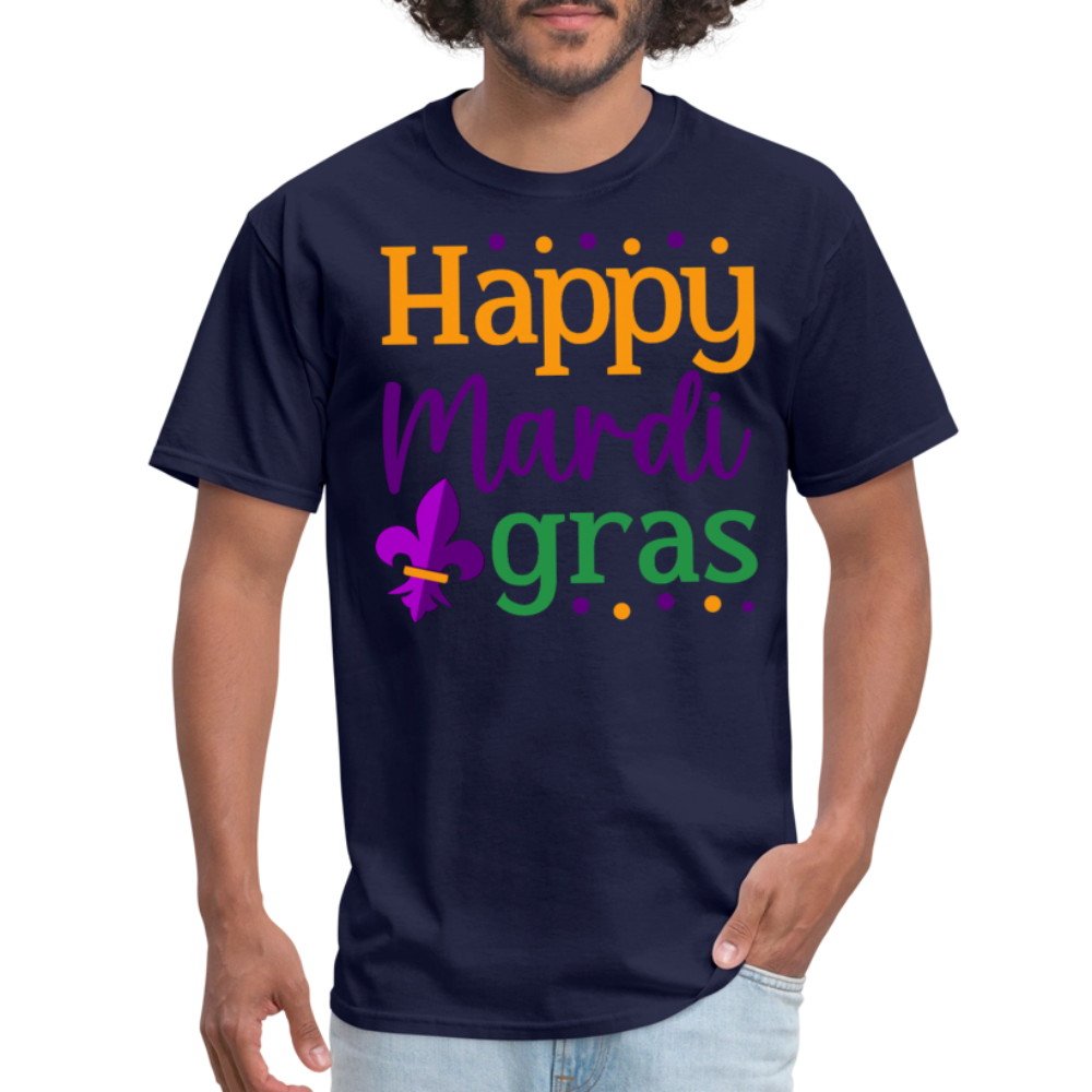 Colorful Mardi Gras Parade Tee Happy Mardi Gras T-shirt - navy