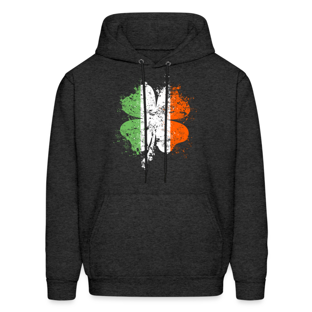 Irish Distressed Shamrock ST Patrick's Day Men's Hoodie - charcoal grey