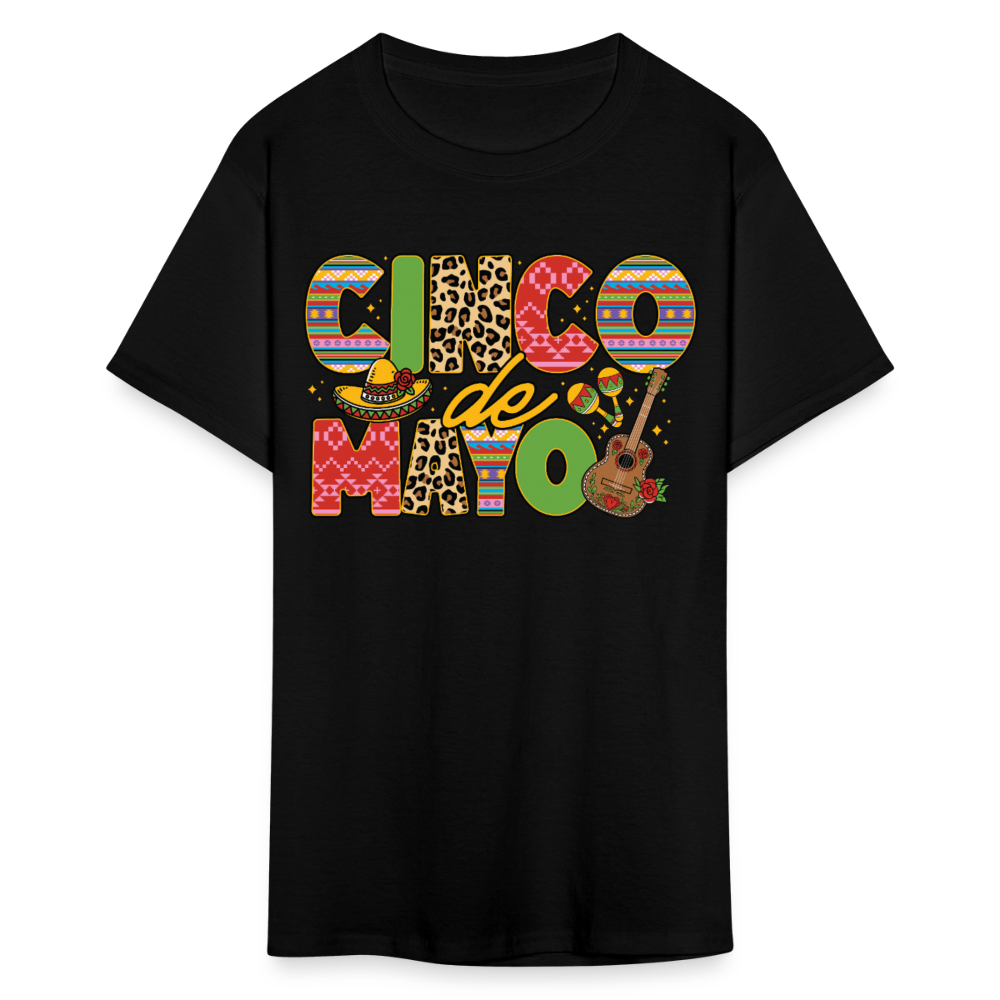 Leopard Print And Fiesta Design Cinco de Mayo T-shirt - black