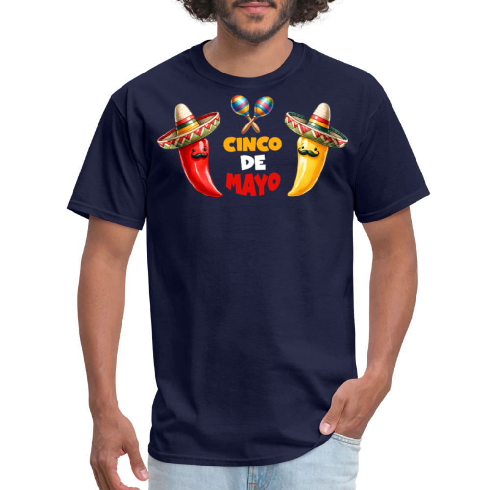 Sombrero And Maracas Graphic Tee Cinco De Mayo Funny T-shirt - navy