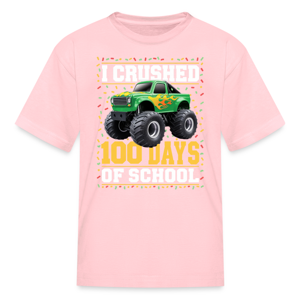 100 Days Of School Monster Truck Tee Kids 100th Day Of School T-shirt - pink