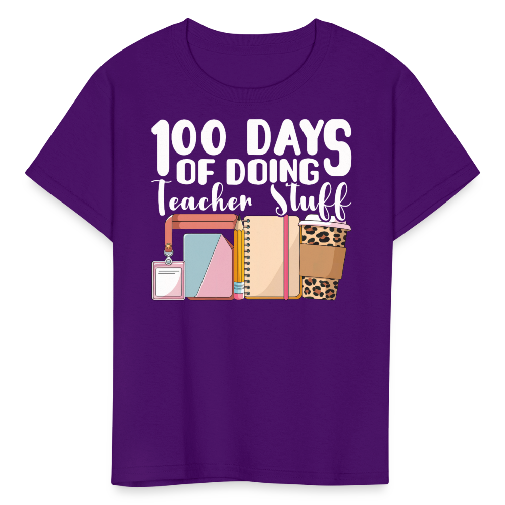 Fun and Cute Teacher Gift 100 Days of Doing Teacher Stuff T-Shirt - purple