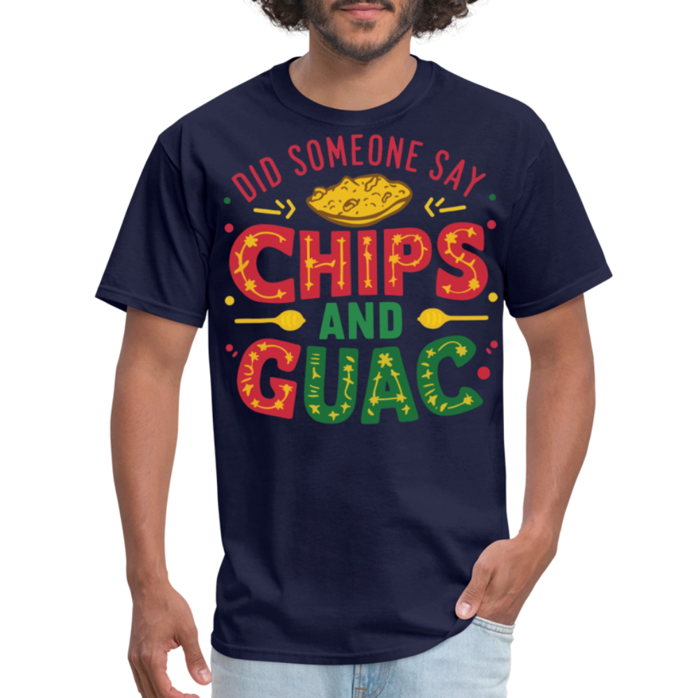 Mexican Food Lover Graphic Tee Funny Chips And Guacamole T-shirt - navy