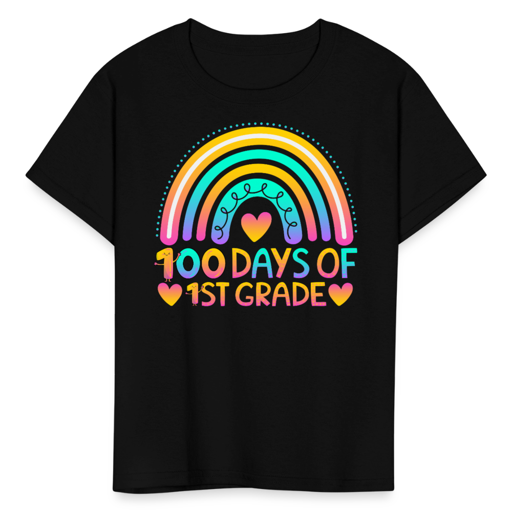 Colorful Rainbow Design for Kids 100 Days of 1st Grade T-Shirt - black