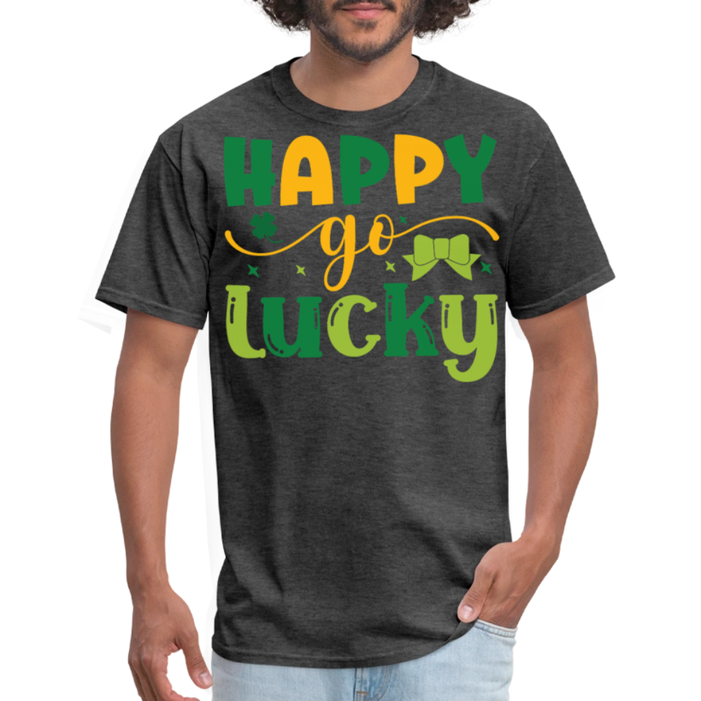 St Patrick’s Day Happy Go Lucky T-shirt - heather black