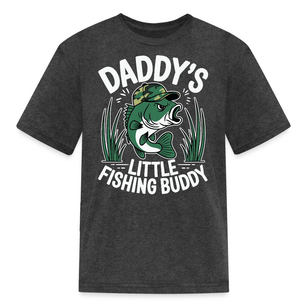 Daddy’s Little Fishing Buddy Kids' T-shirt - heather black