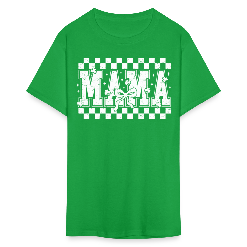 Distressed Mama Clover St. Patrick's Day Gift Tee - bright green