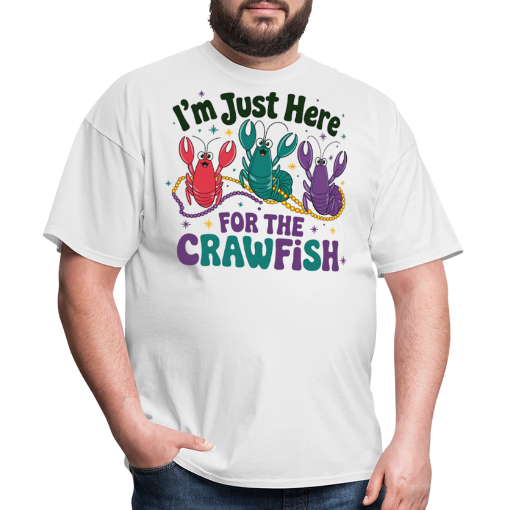 I'm Just Here For The Crawfish Tee Funny Mardi Gras Crawfish T-Shirt - white