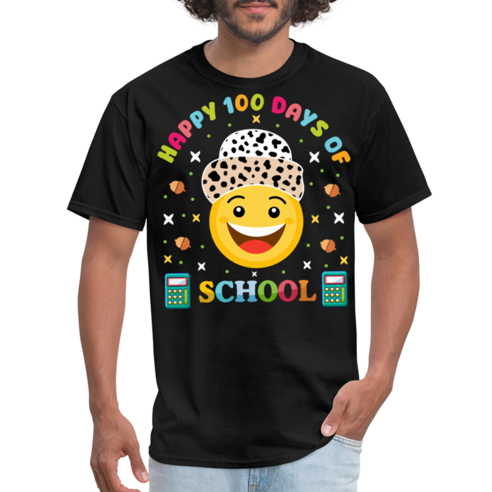 Happy 100 Days of School Teacher Tee 100 Days Smiley Face T-shirt - black