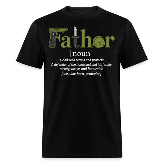 Patriotic Father Definition Military Dad T-shirt - black