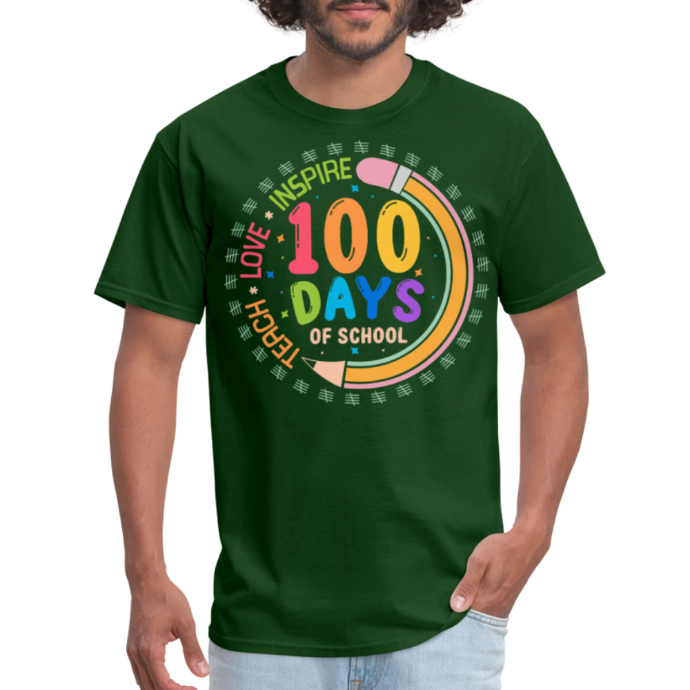 100th Days Of School Shirt For Teachers School Milestone Celebration T-shirt - forest green