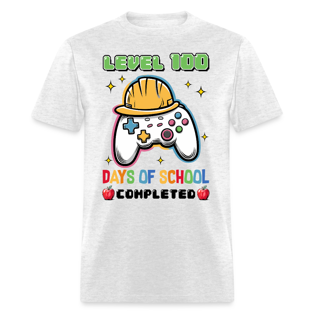 Level 100 Days Of School Gamer Shirt Level Up School Milestone T-shirt - light heather gray