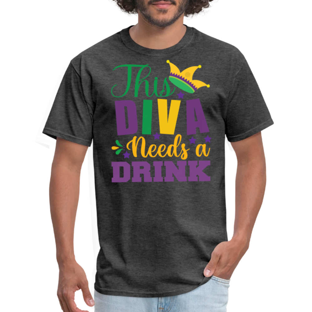 Mardi Gras Diva Drinking Shirt For Women Funny New Orleans T-shirt - heather black