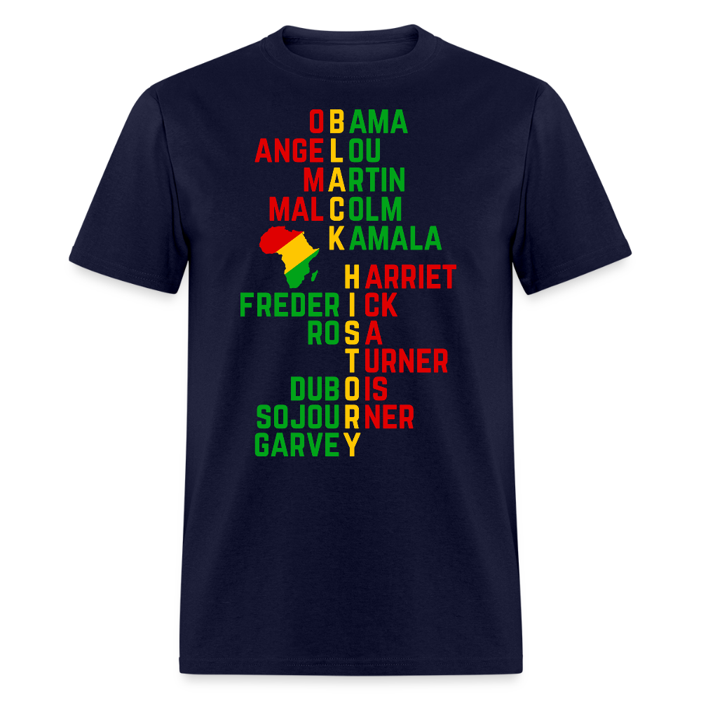 Inspirational Black Culture Tee Historical Black Leaders T-shirt - navy