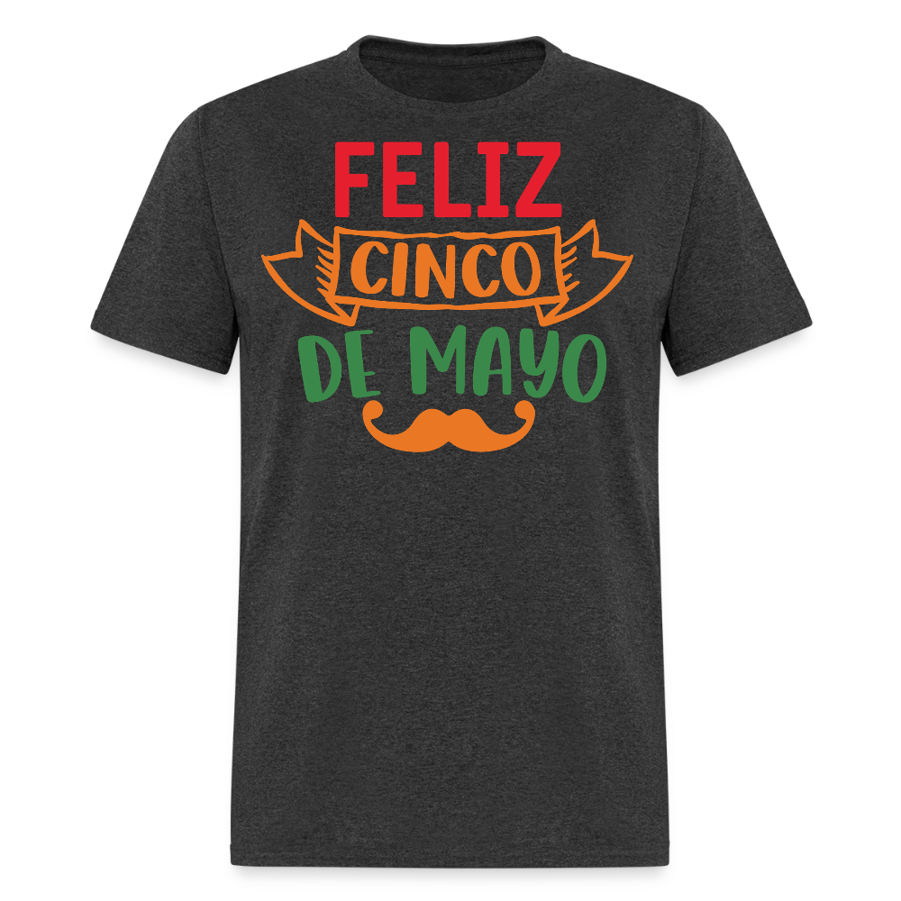 Mexican-themed Graphic Tees Feliz Cinco De Mayo T-shirt - heather black