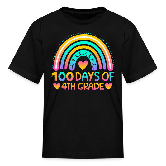 4th Grade 100 Days Celebration Kids' T-Shirt - black