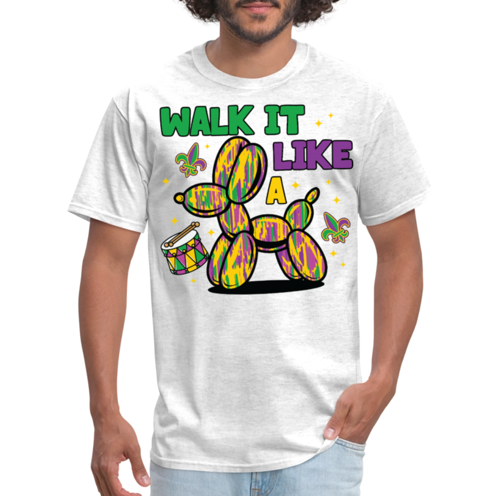 Colorful New Orleans Festival Tee Walk It Like A Mardi Gras T-shirt - light heather gray