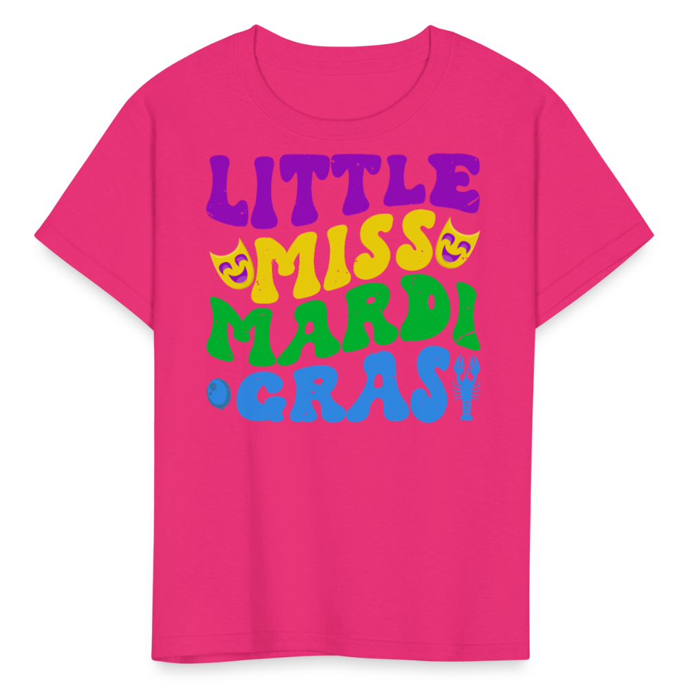 Carnival Celebration Tee Little Miss Mardi Gras T-shirt For Kids - fuchsia