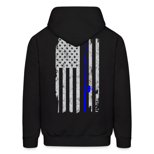 Thin Blue Line Patriotic Fishing Hoodie - black