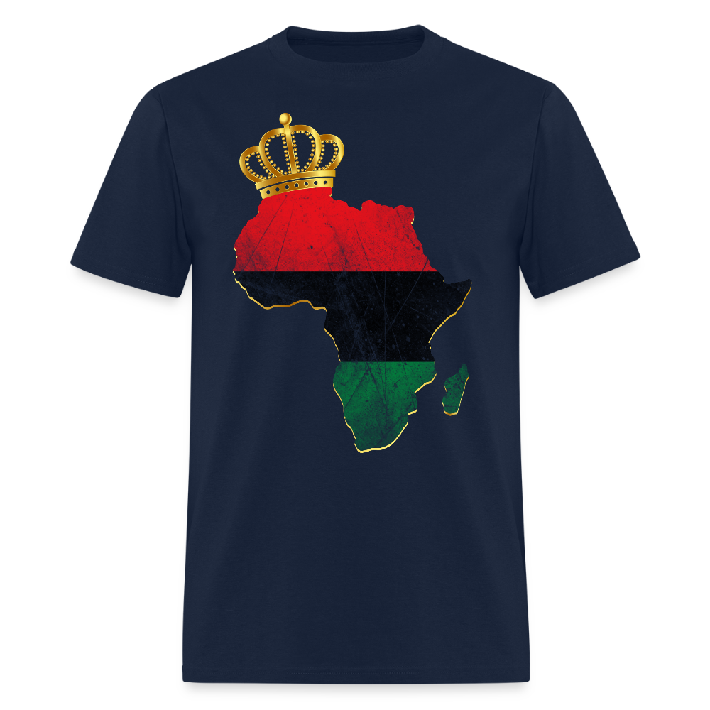 African Map With Crown Tee Black Empowerment T-Shirt - navy
