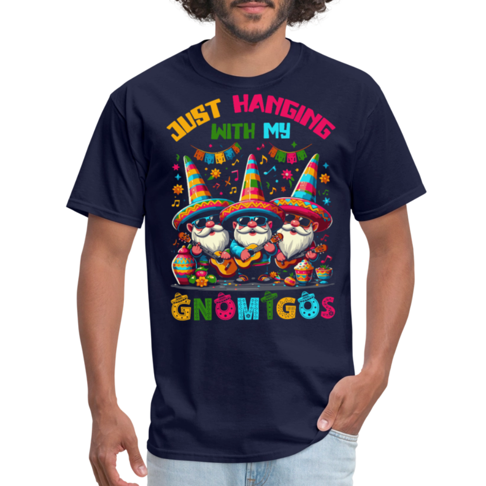 Just Hanging With My Gnomigos Tee Funny Mexican Gnome T-shirt - navy