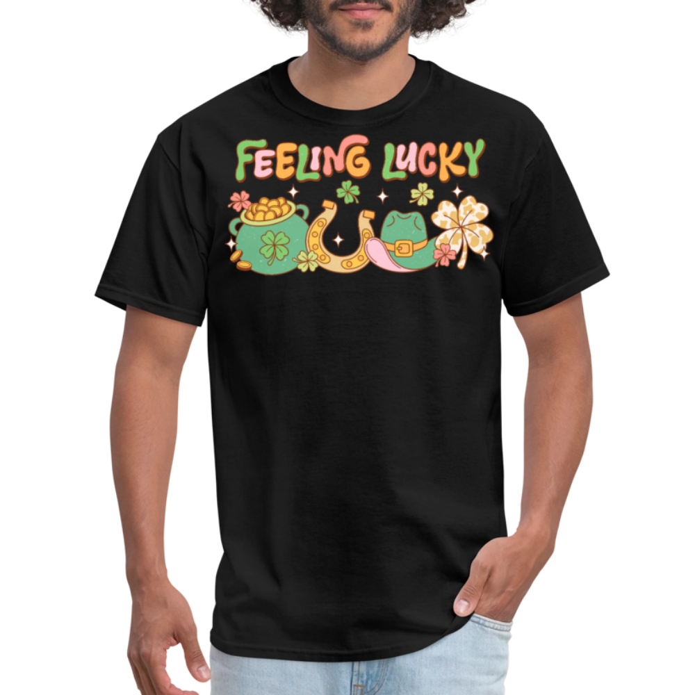 Feeling Lucky Shamrock-themed Party T-shirt - black