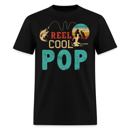 Reel Cool Pop Fishing Father's Day Gift For Fisherman Dad T-shirt - black
