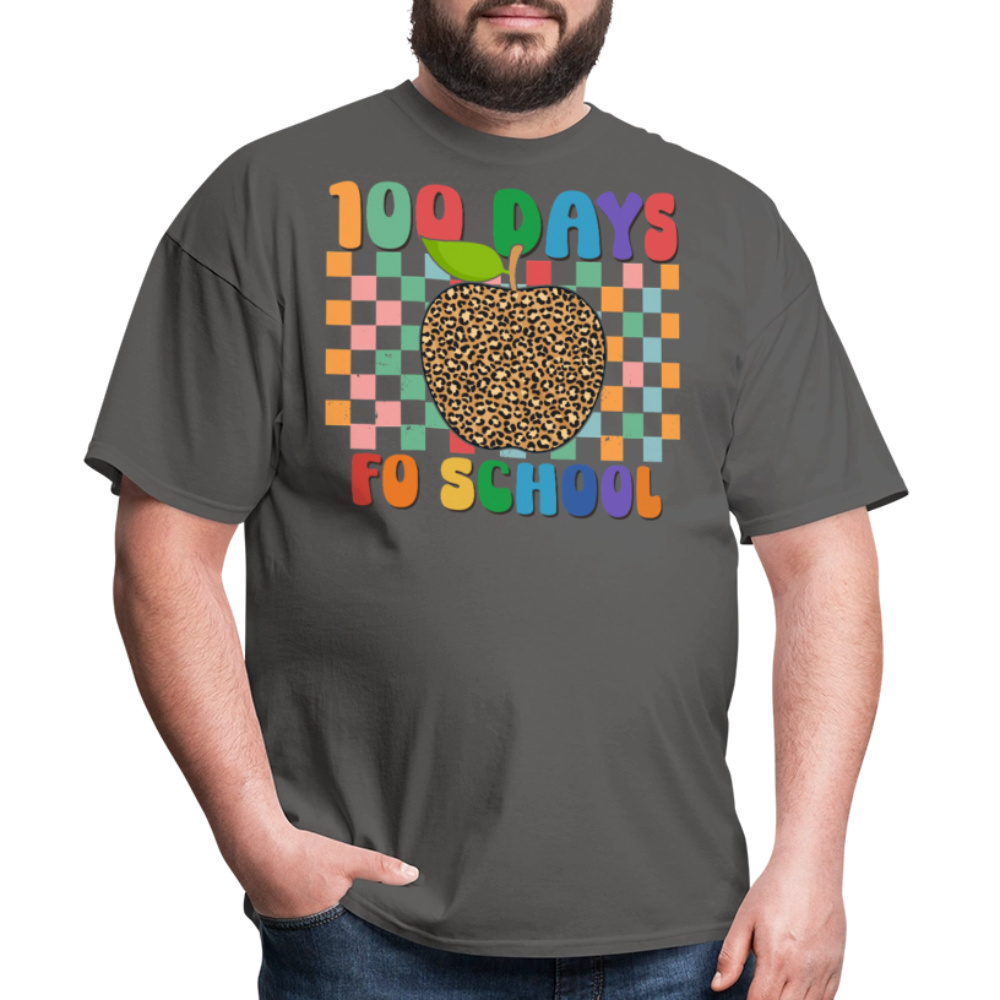 Leopard Print 100 Days of School Shirt Teacher Gifts Unisex T-shirt - charcoal