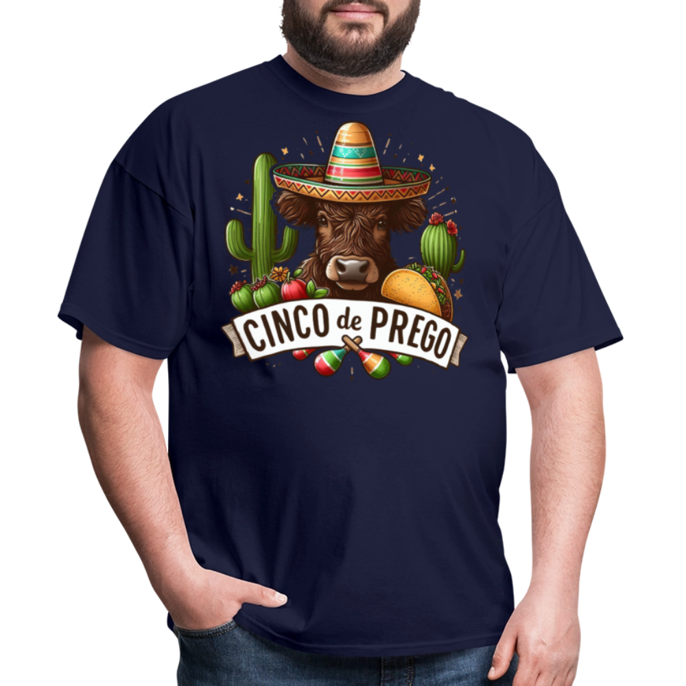 Cinco De Prego Tee  Funny Cinco De Mayo Cow T-shirt - navy