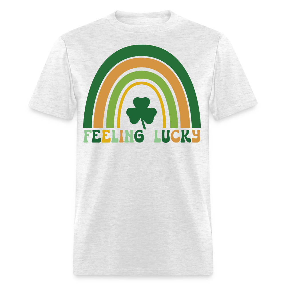 Feeling Lucky Shamrock St Patrick’s Day Rainbow T-shirt - light heather gray