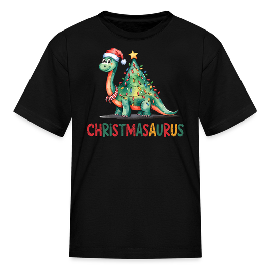 Christmas Dinosaur Kids' T-Shirt - black