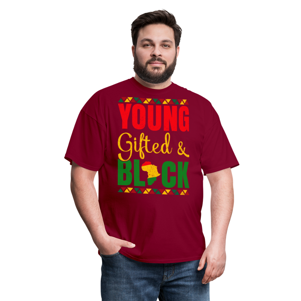 African Heritage Tee Young Gifted and Black T-Shirt - burgundy