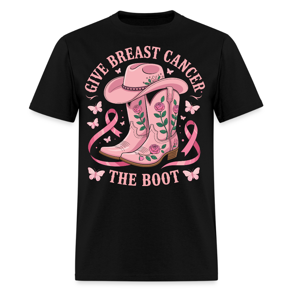 Give Breast Cancer The Boot Pink Boots T-Shirt - black