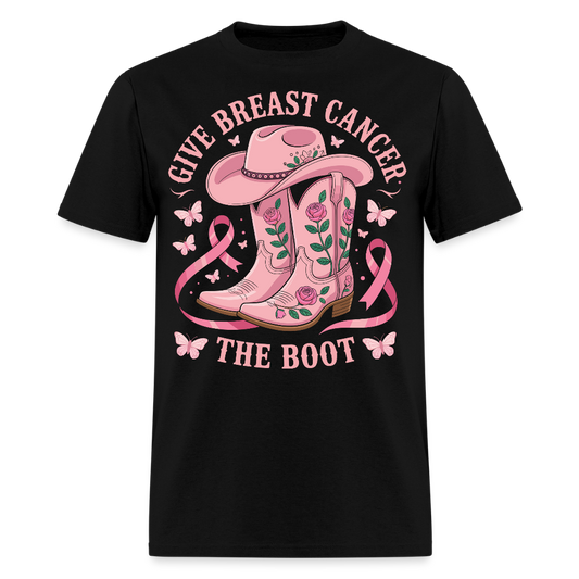 Give Breast Cancer The Boot Pink Boots T-Shirt - black